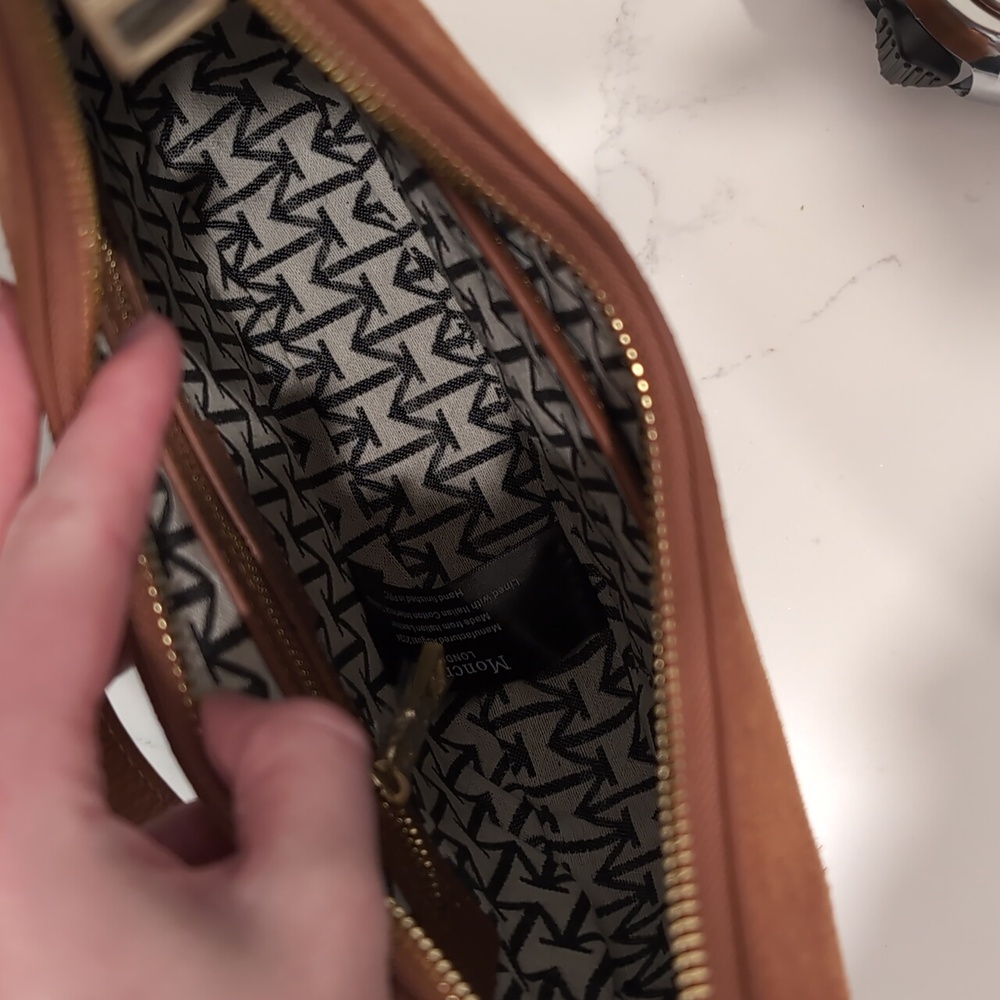 NWT Moncrief London Mylah Cognac Suede Handbag - Picture 11 of 12